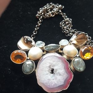 Ladies sterling silver multi colored real stones